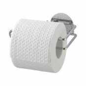 matt black roll holder, it is bar shaped and attaches to the wall on one end with a round back plate