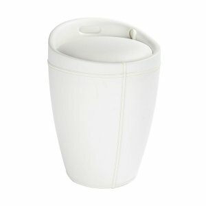 Wenko Laundry Bin &amp; Bathroom Stool White Leather 21773100