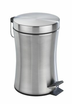 round marble print metal pedal waste bin with black and chrome foot pedal