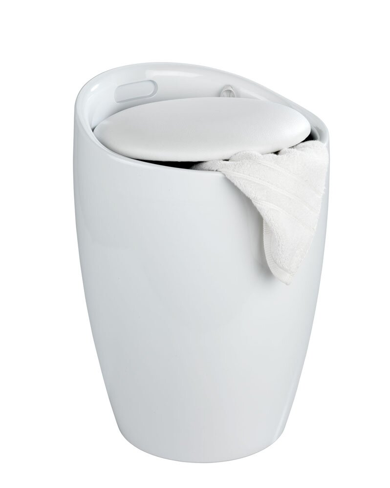 Wenko Wing Laundry Bin and Bathroom Stool White 22949100