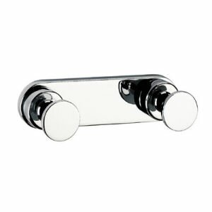 double chrome robe hook consisting of a horizontal row of round single robe hooks